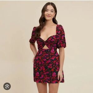 Park & Fifth Pink Cut Out Puff Sleeve Mini Dress